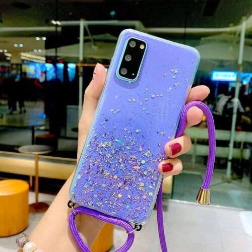 For Vivo X60 Pro Plus X50 iQOO Neo 5 3 S9E V21 V20 SE Y20 Y70S Y51S Y50 Y30 Y51 V19 V17 Case Bling Stars Soft Clear Strap Cover