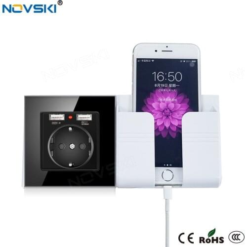NOVSKI Electrical Wall Socket Mobile Phone 11 Holder Smartphone USB Charging Stand Rack Holders Plug Android iOS i phones 11