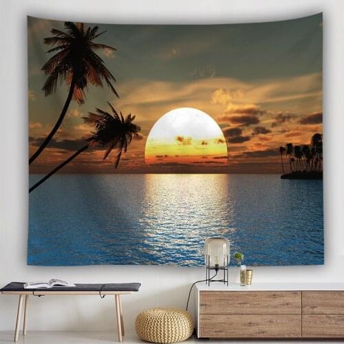 Hot sale summer style sea beach landscape square tapestry wall hanging home decoration wall tapestry tapiz pared many sizes
