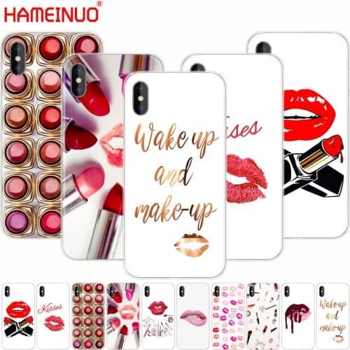HAMEINUO Sexy Lips Makeup Cosmetics Lipstick Powder cell phone Cover case for iphone X 8 7 6 4 4s 5 5s SE 5c 6s plus