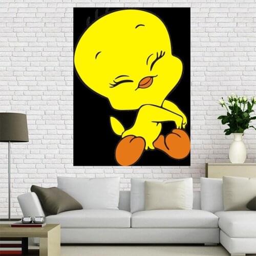 Custom Tweety Poster Wall For Living Room Art Poster Decoration Canvas Fabric Cloth Art No Frame Morden Print Wall