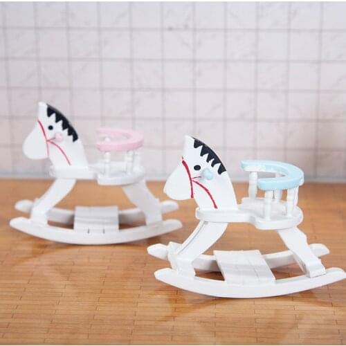 Mini 1:12 Dollhouse Furniture Accessories Pocket Childrens Room Rocking Horse Wooden Crafts Decoration