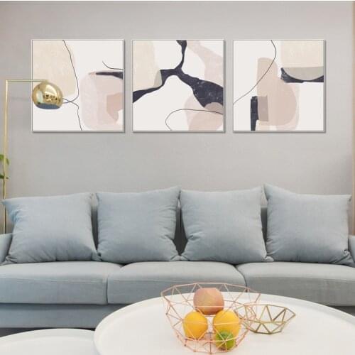 Abstract Geometric Squares Pink Color Block Black Line Canvas Painting Wall Picture Printing Poster Living Room Home Decoration