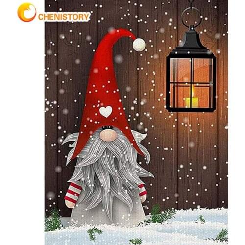 CHENISTORY Acrylic Painting By Numbers For Adults With Frame 60x75cm Christmas Snow Modern Wall Art Picture By Numbers For Gift