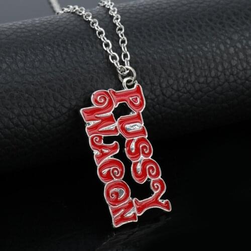 Kill Bill PUSSY WAGON Necklace Figure Letters Kill Bill Logo Pendant Women Accessories Choker Necklace Figure Cosplay Toys