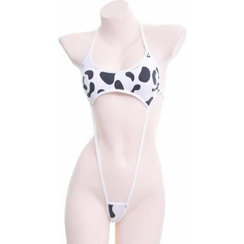 Cow Sexy Cosplay Costume Maid Tankini Swimsuit Bikini Set Girls Swimwear Clothing Lolita Bra and Panty Set sexy women clothing