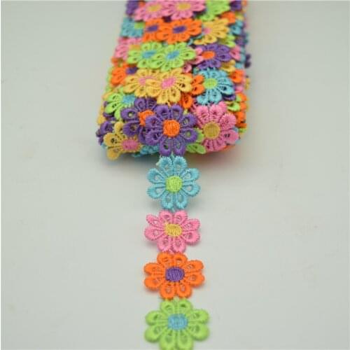 15Yards 1inch daisy Scalloped Edge fabric Lace Trims Applique ribbon DIY craft sewing wedding
