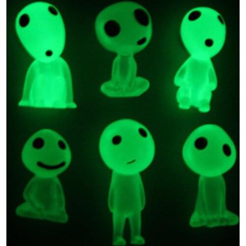 6 Pcs/set Luminous Princess Mononoke Figure Toys tree elves Spirit gardening potted decoration Micro Landscape Accessories Gift