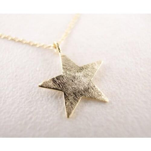 Fashion plated Brushed Isometric pentagram Necklace Pendant Necklace for women