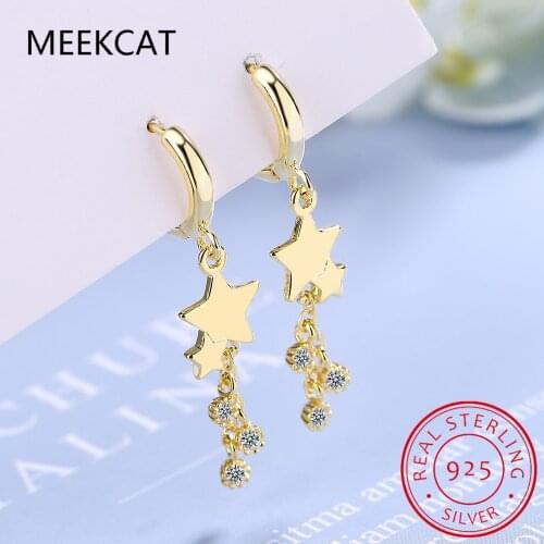 Fashion Luxury Real 925 Sterling Silver Hoop Earrings For Women Crystal Zircon Earings Jewelry pendientes Minimalist Gift