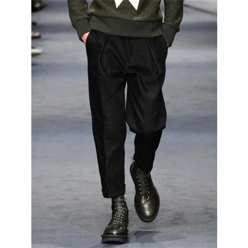 Mens casual pants England 2020 autumn and winter models Slim thick plus size pants high-end woolen woolen harem pants