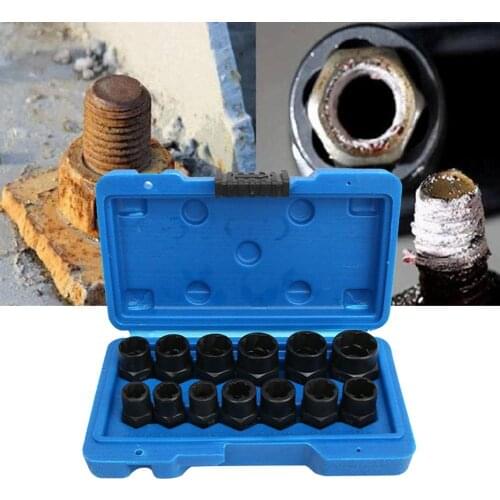 13Pcs/Set Multi Specifications Bolt Nut Remover Set Presice Chromium-molybdenum Steel Damaged Bolt Nut Screw Extractor Repair