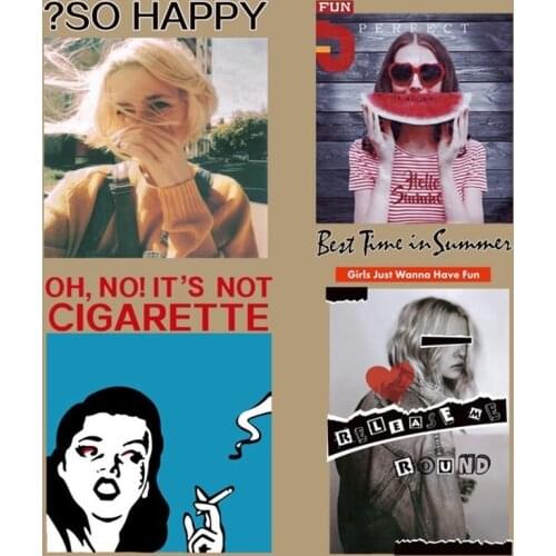 New Fashion Pretty Girl Iron On Patches Stickers Washable Appliques A-level Heat Transfer For DIY Accessory Clothing Patches