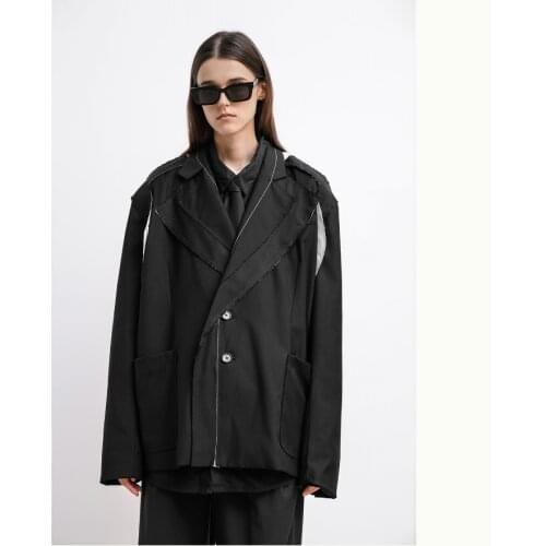 S-6XL 2020 New Women mens clothing Hair Stylist Fashion Deconstruction of double collar Blazer Suit Coat plus size costumes