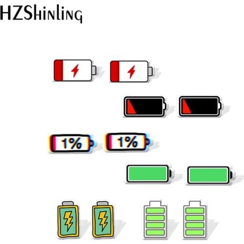 Battery Cartoon Heat Acrylic Stud Earrings Resin Epoxy Fashion Jewelry