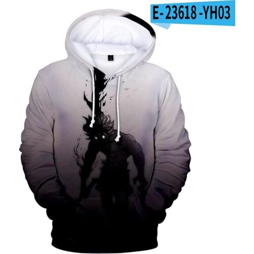 New Anime Clover Hoodie Fashion Harajuku Mens/Womens Fall 3D Pullovers Boys/girls Street Japanese Black Clover Clothing