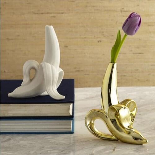 Ins Home Golden Banana Decoration Vase Decoration Living Room Flower Arrangement Creative Ceramic Dry Vase Decoration