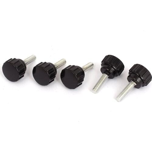M4x15mm Male Threaded Screw on Plastic Round Head Clamping Knob Grip 5pcs LXM