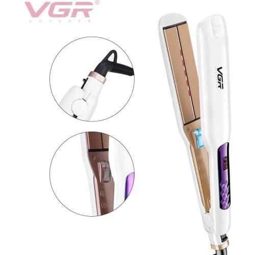 VGR Professional Hair Straightener Curler Hair Flat Iron Negative Ion Infrared Hair Straightener Curling Iron with LED Display