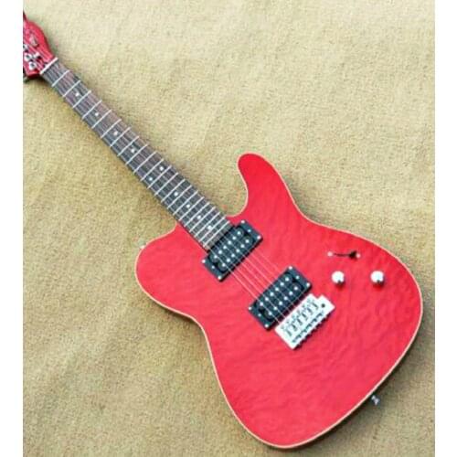Top quality FDTL-2046 transparent red color Quilted Maple Veneer cover Maple Fingerboard TL electric guitar, Free shipping