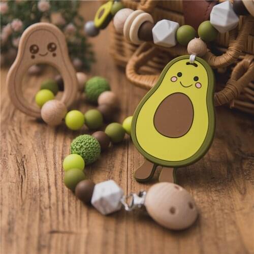 1Set Baby Stroller Chain Suit Silicone Teething Toy Food Grade BPA Free Crochet Fruit Crochet Beads Baby Product Newborn Gift