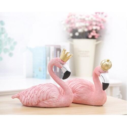 1PC Ins Fashion Desk Decoration Big Flamingo Ornaments Decorative Figurines Home Decor Resin Craft Wedding Lovers JL 204