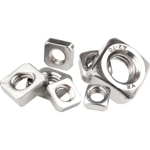 10PCS A2 Stainless Steel M3 M4 M5 M6 M8 M10 M12 Square Nuts