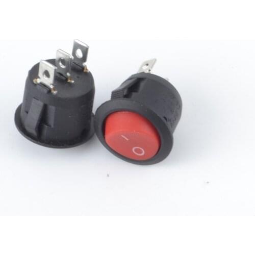 10pcs Red Black ON/OFF Round Rocker Toggle Switch 6A/250VAC 10A 125VAC Plastic Push Button Switch 3PIN 22mm diameter