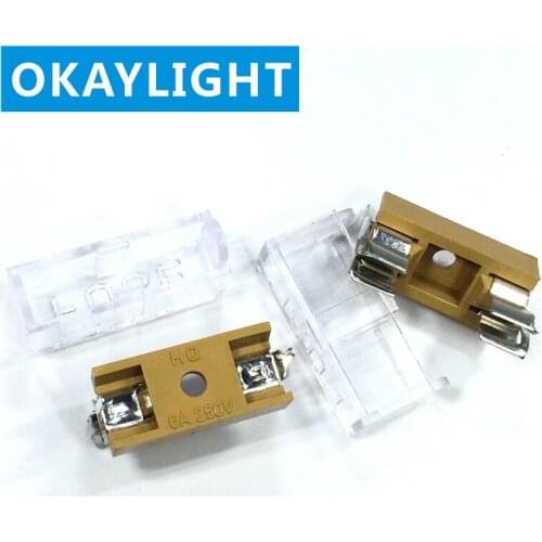 10PCS FUSE glass tube fuse base 5x20mm 6X30MM transparent cover + yellow base