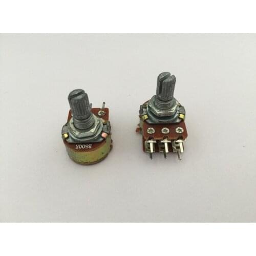100pcs B1K/B5K/B10K/B20K/B50K/B100K/B500K ohm 6 pin Linear Taper Rotary Potentiometer Pot logarithmic shaft 15mm