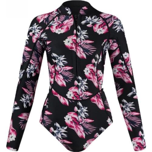 2MM Neoprene Bikini wetsuit Women Long Sleeve skin diving suit Surfing spearfishing wear Snorkeling Swimsuit one piece set