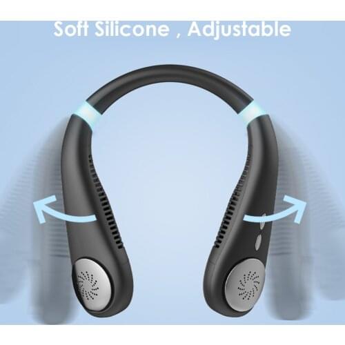 2021 New Mini Portable Neck Fan USB Rechargeable Night Light Fan Bladeless Neck Hanging Silent Small Electric Cooling Fans