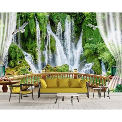 Milofi custom 3D mural wallpaper European-style water waterfall bedroom living room balcony stereo background wall