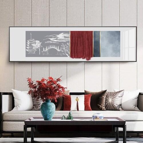 Abstract Traditional Chinese style Building Landsacpe Porch Living Room Home Print Painting Decorative Pictures Canvas Wall Art