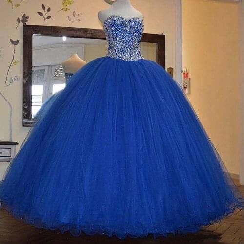 ANGRELSBRIDEP Sweetheart Ball Gown Quinceanera Dresses For 15 Party Sparkly Crystal Beading Tulle Princess Birthday Gowns Hot