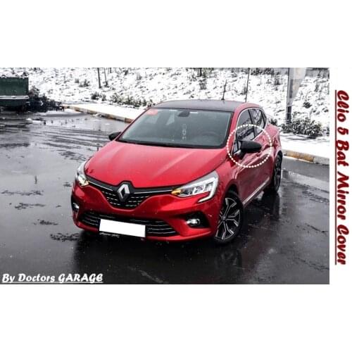 Bat Mirror Cover Renault Clio 5 2019 2020 Piano Glossy Black Wing Case Covers Body Kit Rearview Auto Car Styling Accessory