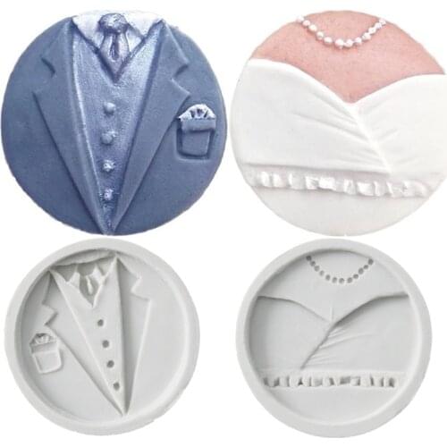 Cupcake Tops – Bride & Groom Molds Fondant Cake Decorating Tools Silicone Molds Chocolate Baking Tools for Cakes Gumpaste Form