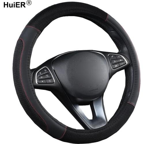 HuiER Artificial Leather Universal Car Steering Wheel Cover 38CM Braid on the Steering-wheel Anti-Slip Automotive Accessories