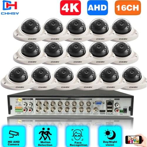 CHHSV 4K Cctv Security System Kit 16CH DVR Outdoor Waterproof Video Surveillance 8MP Explosion proof Camera AHD HDMI Set