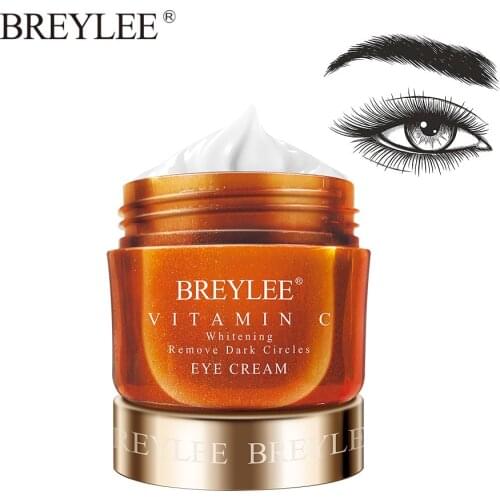Breylee Vitamin C Eye Cream Whitening Dark Circle Eyebag Removal Brighten Skin Ageless Vc Eyes Serum Anti-Wrinkles Eye Care 20g