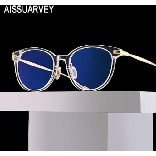 Round Cat Eye Titanium Glasses Frames Women Men Glasses Eyeglasses Frame Vintage Optical Prescription Designer Clear Transparent