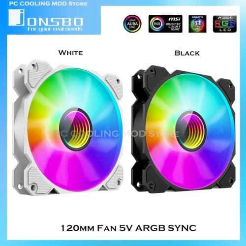 Jonsbo PC Case PWN Cooling Fan 120MM 5V3PIN ARGB SYNC Motherboard Synchronous Lighting Quiet CPU Cooler White Black,FR-901