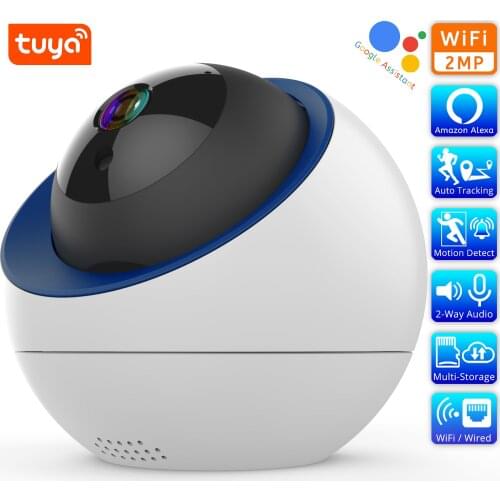 Tuya WiFi Dome PTZ Camera Works With Alexa and Google Home Wireless Home Security Auto Tracking CCTV Audio IP Camera SmartLife
