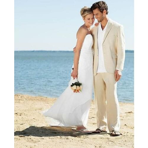 Ivory Linen Suits Beach Wedding Suits For Men Tailored Linen Suit Custom Made Groom Tuxedo, Ideal Choice For Hot Summer Wedding
