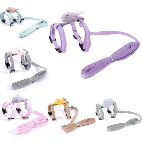 Cat Cute Adjustable Harness Vest Walking Straps for Cat Lead Leash Kitten Dog Puppy Leads Pet Chest harness for cats set