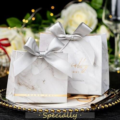 Marble Wedding Favors Packaging Bag Baby Shower Engagement Christmas Party Paper Chocolate Candy Girt Packaging Boxes for Guests