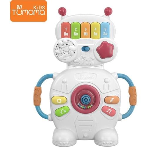 Musical Toy Robot Piano Musical Toys Soft Light for Toddlers 0-3 Yeards Old