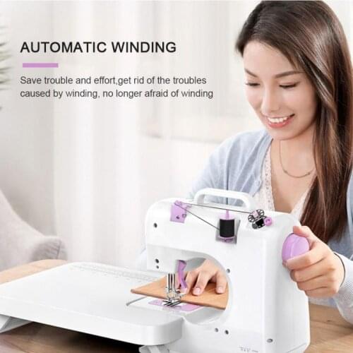 New Sewing Machine 12 Stitches Mini Portable Household Night Light Foot Pedal Straight Line Hand Table Two Thread Kit Electric