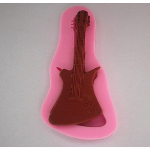 New New Arrival Guitar shaped 3D silicone cake fondant mold, cake decoration tools, soap, candle moulds FM190