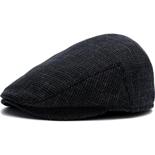 Fibonacci New Beret Hats For Men Retro Cotton blend Newsboy Caps Male Plaid Casual Flat Ivy Cap Autumn Winter Ear Protection Cap